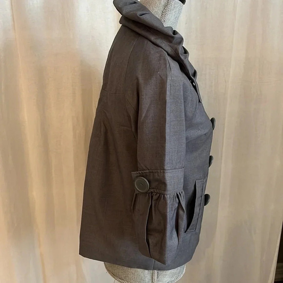 KENSIE Cropped Jacket Puff Sleeve and Frill Collar, Size 4 - Picture 5 of 11